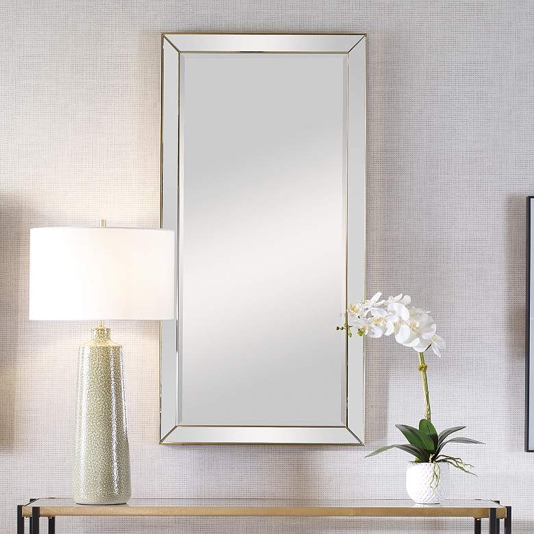 Image 1 Uttermost Lytton Slim Gold 24" x 48" Rectangular Wall Mirror