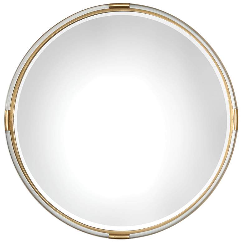 Image 2 Uttermost Mackai 37 1/2" Metallic Gold Leaf Round Wall Mirror
