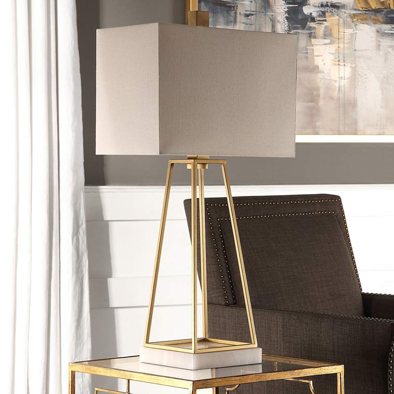 Image 1 Uttermost Mackean Plated Metallic Gold Table Lamp