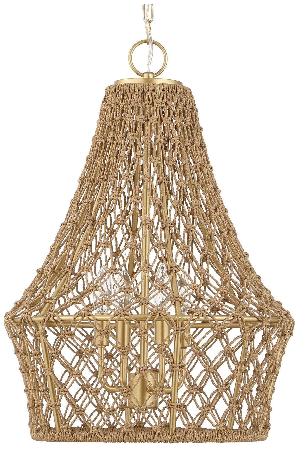Image 2 Uttermost Macrame 18" Rattan Rope 4-Light Pendant more views
