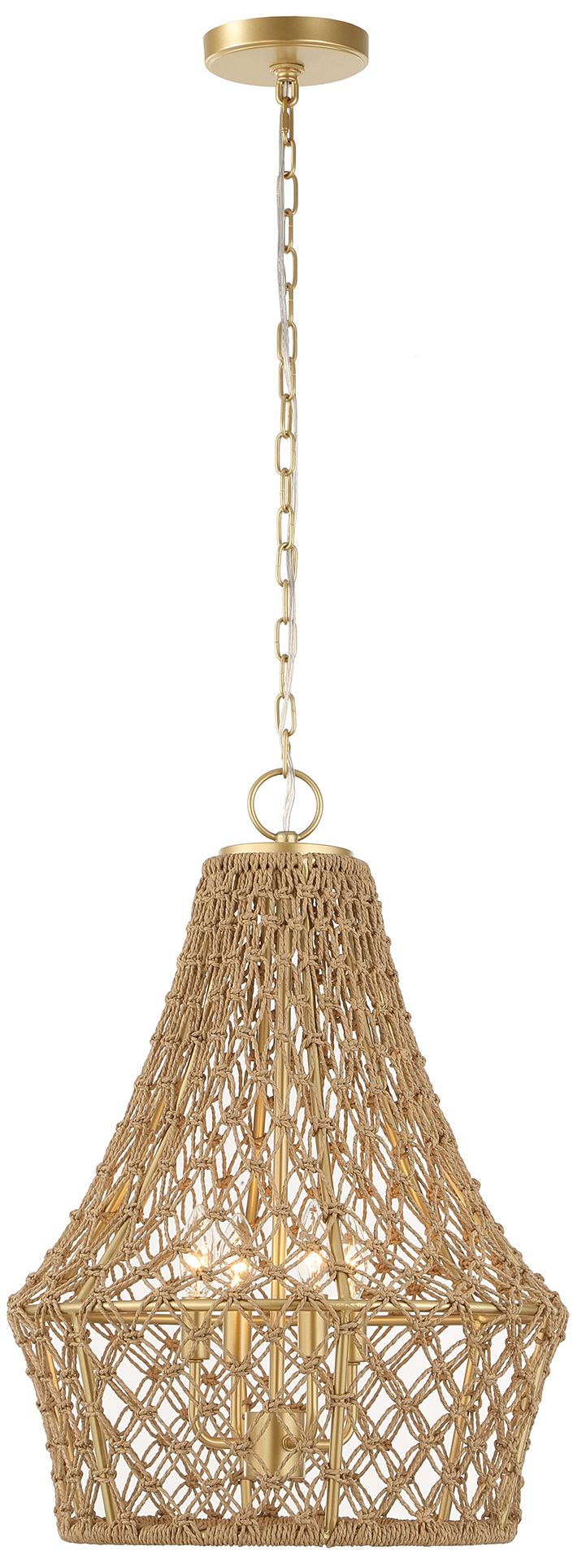 Image 4 Uttermost Macrame 18" Rattan Rope 4-Light Pendant more views