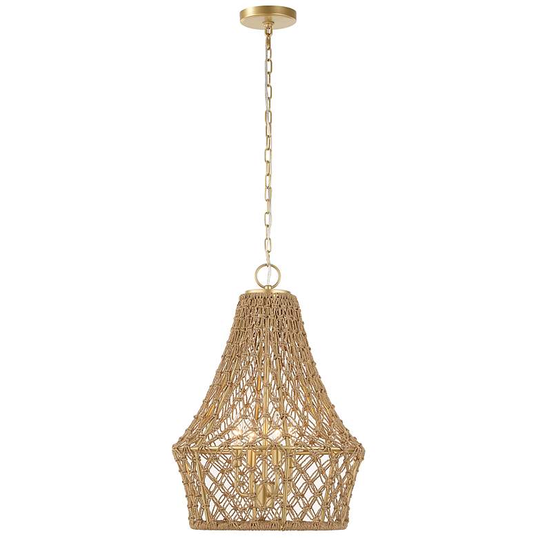 Image 4 Uttermost Macrame 18" Rattan Rope 4-Light Pendant more views