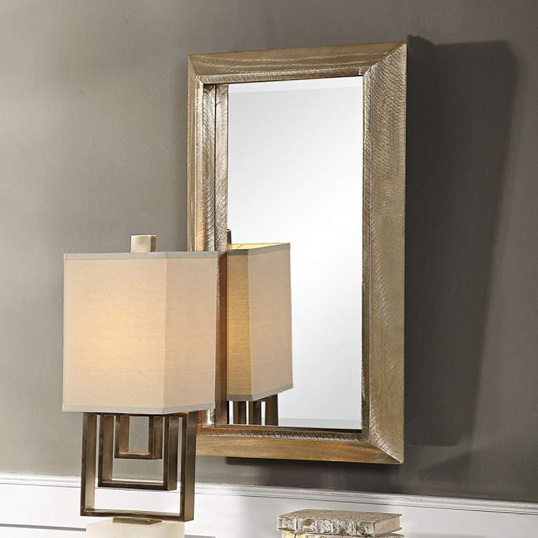 Image 1 Uttermost Madock Brass Stain 20 3/4 inch x 36 3/4 inch Wall Mirror