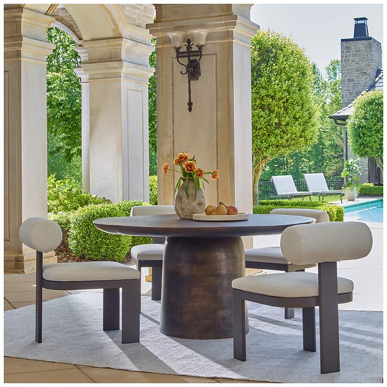 Image 2 Uttermost Madrone 30" H x 60" W Golden Dark Bronze Outdoor Dining Table more views