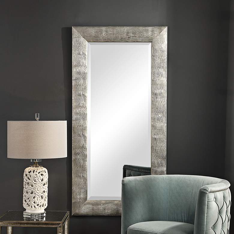 Image 1 Uttermost Maeona Metallic Silver 30" x 60" Wall Mirror