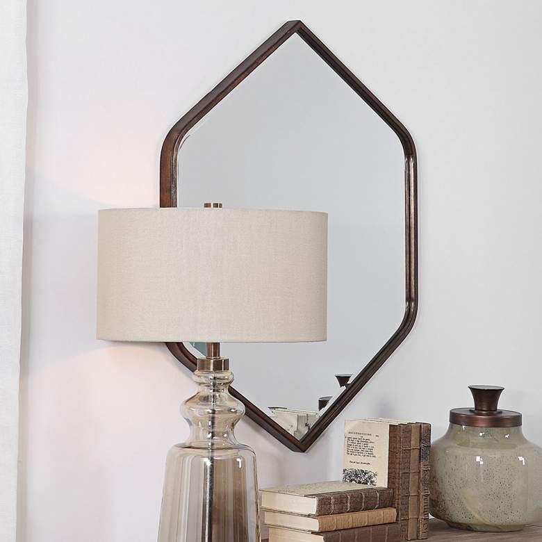 Image 1 Uttermost Magda Bronze 30 1/4" x 36" Hexagon Wall Mirror