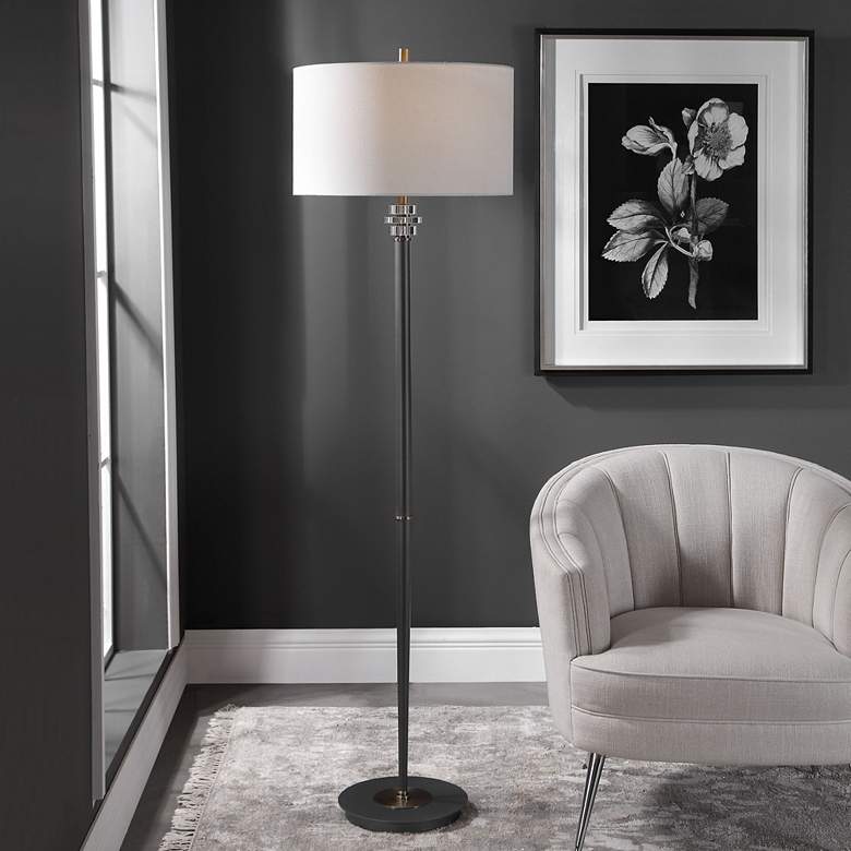 Image 1 Uttermost Magen Dark Bronze and Antique Brass Floor Lamp