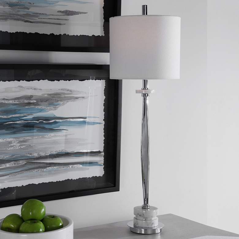 Image 1 Uttermost Magnus 36" Plated Chrome Metal Buffet Table Lamp