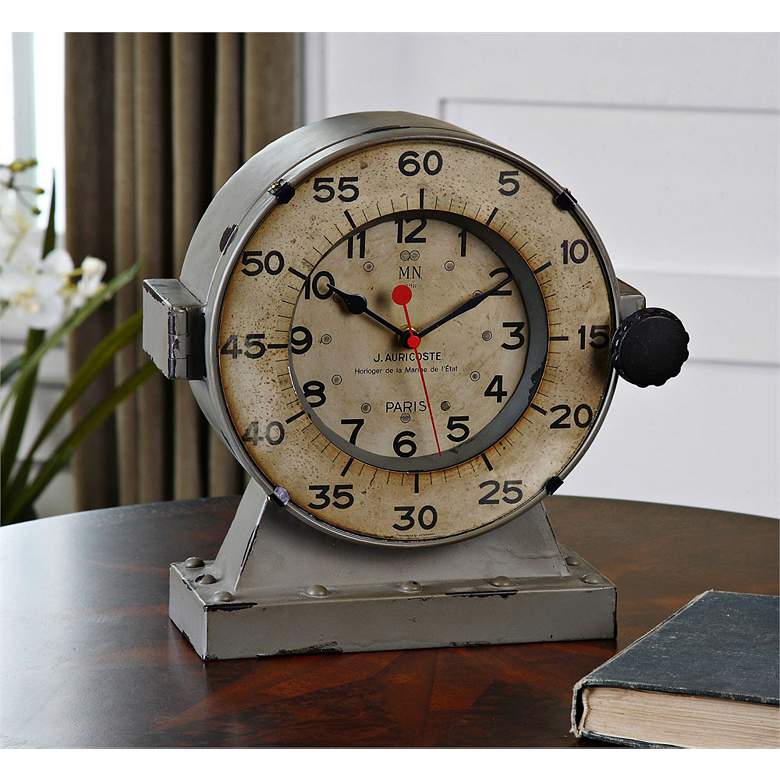Image 1 Uttermost Maine 11 inch High Antiqued Gray Table Clock