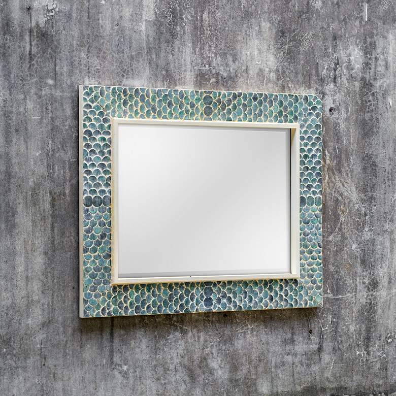 Image 1 Uttermost Makaria Tropical Blue 38" x 48" Wall Mirror