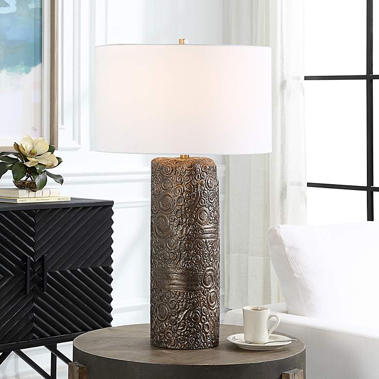 Image 1 Uttermost Malaga 35 1/2" Modern Aged Bronze Ceramic Table Lamp