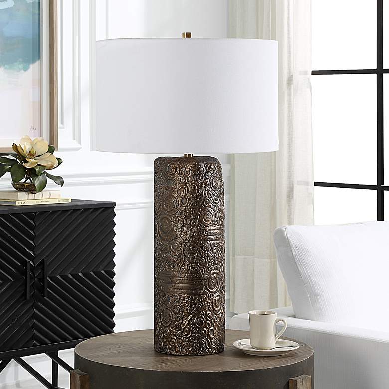 Image 3 Uttermost Malaga 35 1/2" Modern Aged Bronze Ceramic Table Lamp more views