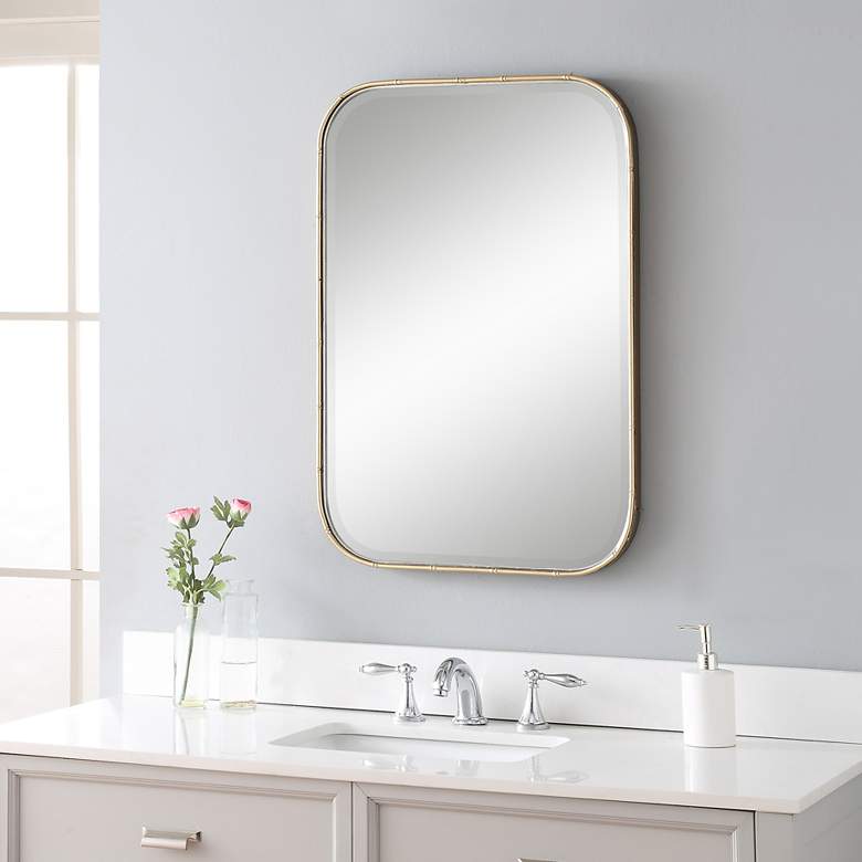 Image 1 Uttermost Malay Gold Bamboo 20 1/4" x 30" Vanity Wall Mirror