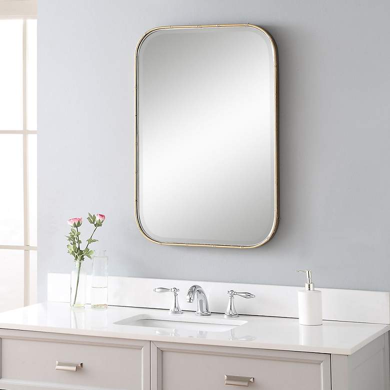 Image 3 Uttermost Malay Gold Bamboo 20 1/4" x 30" Vanity Wall Mirror more views
