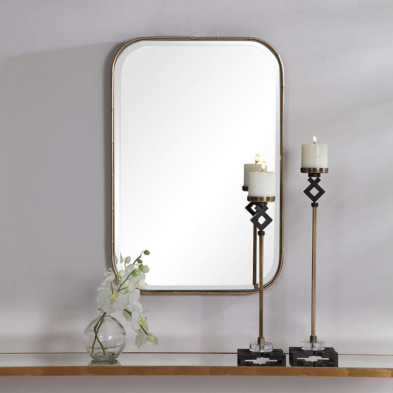Image 7 Uttermost Malay Gold Bamboo 20 1/4" x 30" Vanity Wall Mirror more views