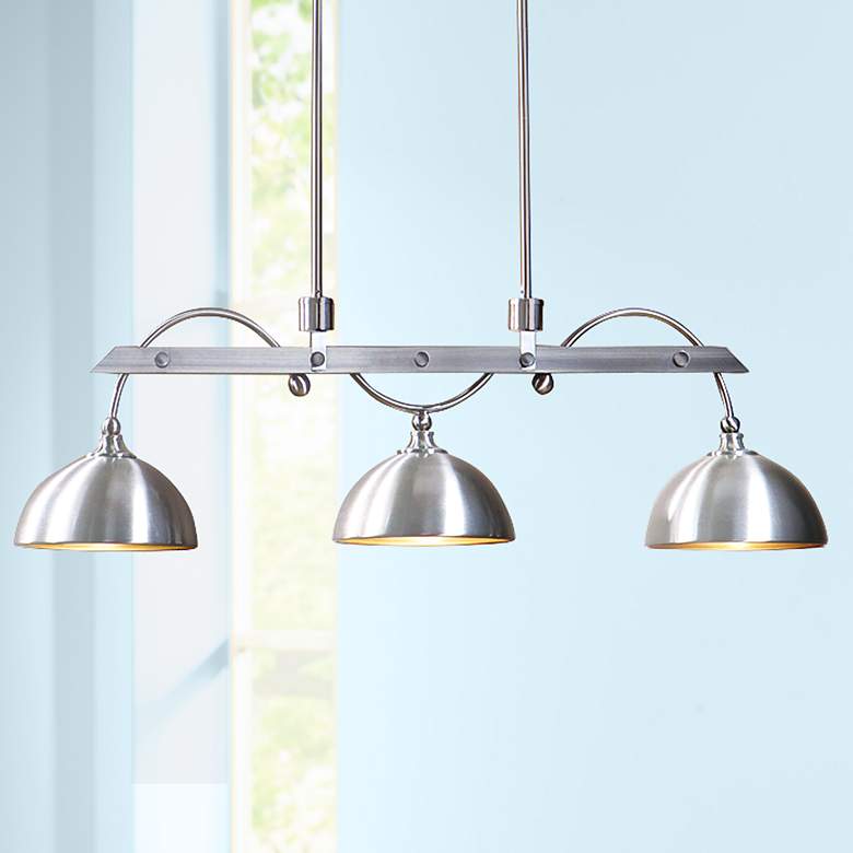 Image 1 Uttermost Malcolm 45 inchW Nickel Kitchen Island Light Pendant