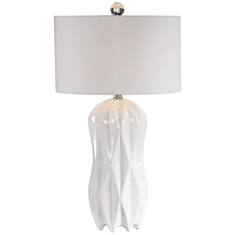 Image 2 Uttermost Malena 30 1/4 inch Modern Glazed Glossy White Ceramic Table Lamp