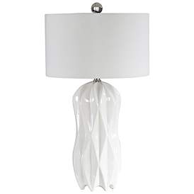 Image5 of Uttermost Malena 30 1/4" Modern Glazed Glossy White Ceramic Table Lamp more views