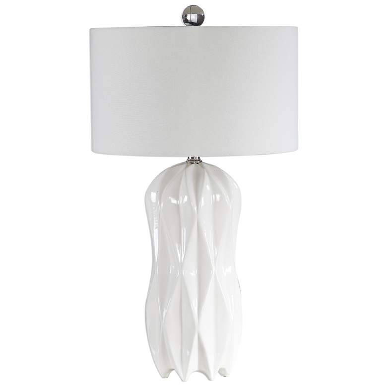 Image 5 Uttermost Malena 30 1/4 inch Modern Glazed Glossy White Ceramic Table Lamp more views
