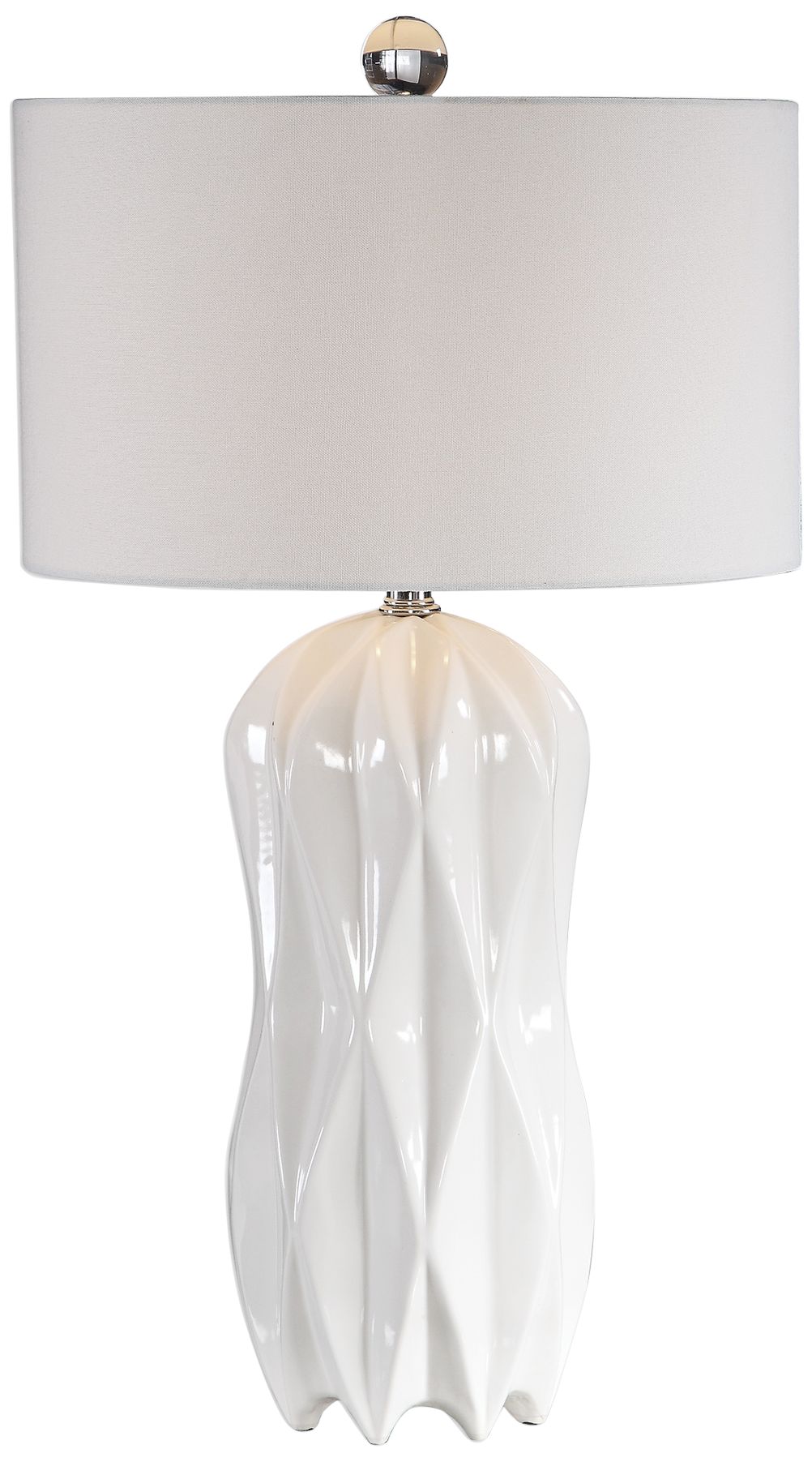 Uttermost Malena Glossy White Glaze Ceramic Table Lamp - #67C82