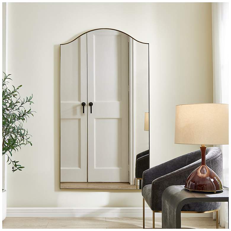Image 1 Uttermost Mallorca 40" Wide x 72" High Brass Wall Mirror