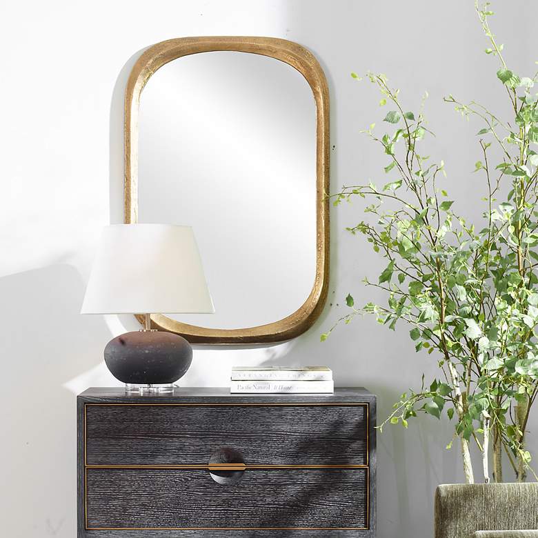 Image 1 Uttermost Malone Brass 24" x 36 1/2" Wall Mirror