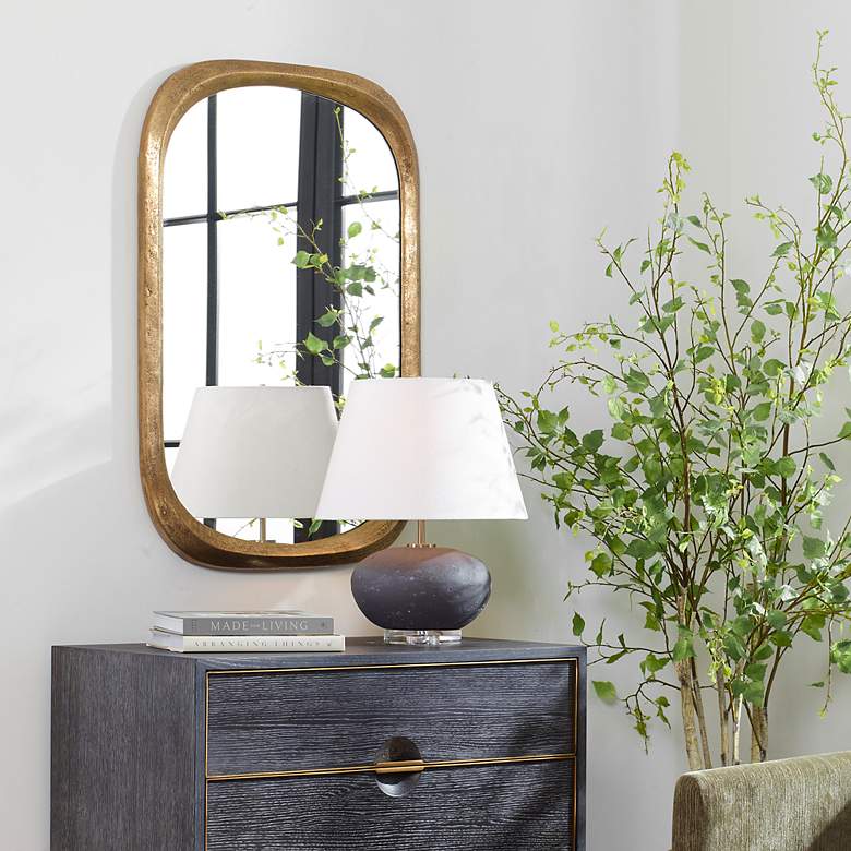 Image 3 Uttermost Malone Brass 24" x 36 1/2" Wall Mirror more views