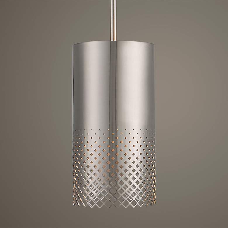 Image 1 Uttermost Manheim 6" Wide Satin Nickel Cylinder Mini Pendant