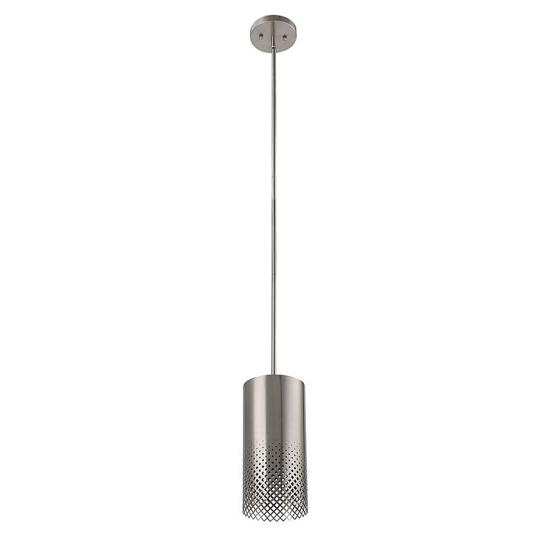 Image 5 Uttermost Manheim 6" Wide Satin Nickel Cylinder Mini Pendant more views