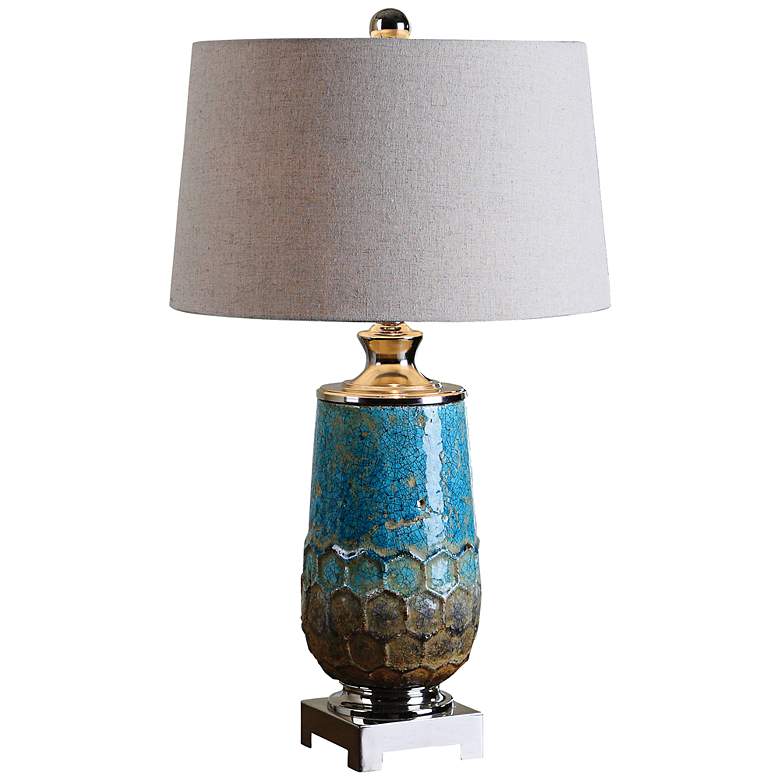 Image 1 Uttermost Manzu Metallic Blue Table Lamp