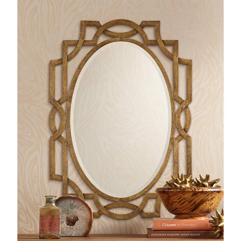 Image 1 Uttermost Margutta Gold Leaf 30 inch x 41 inch Wall Mirror