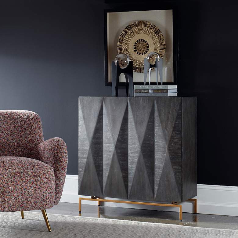Image 3 Uttermost Marico 34" High Ebony and Gold Console Cabinet more views