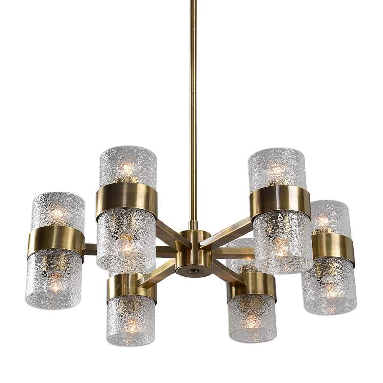 Image 2 Uttermost Marinot 26 inch Wide Antique Brass 12-Light Chandelier more views