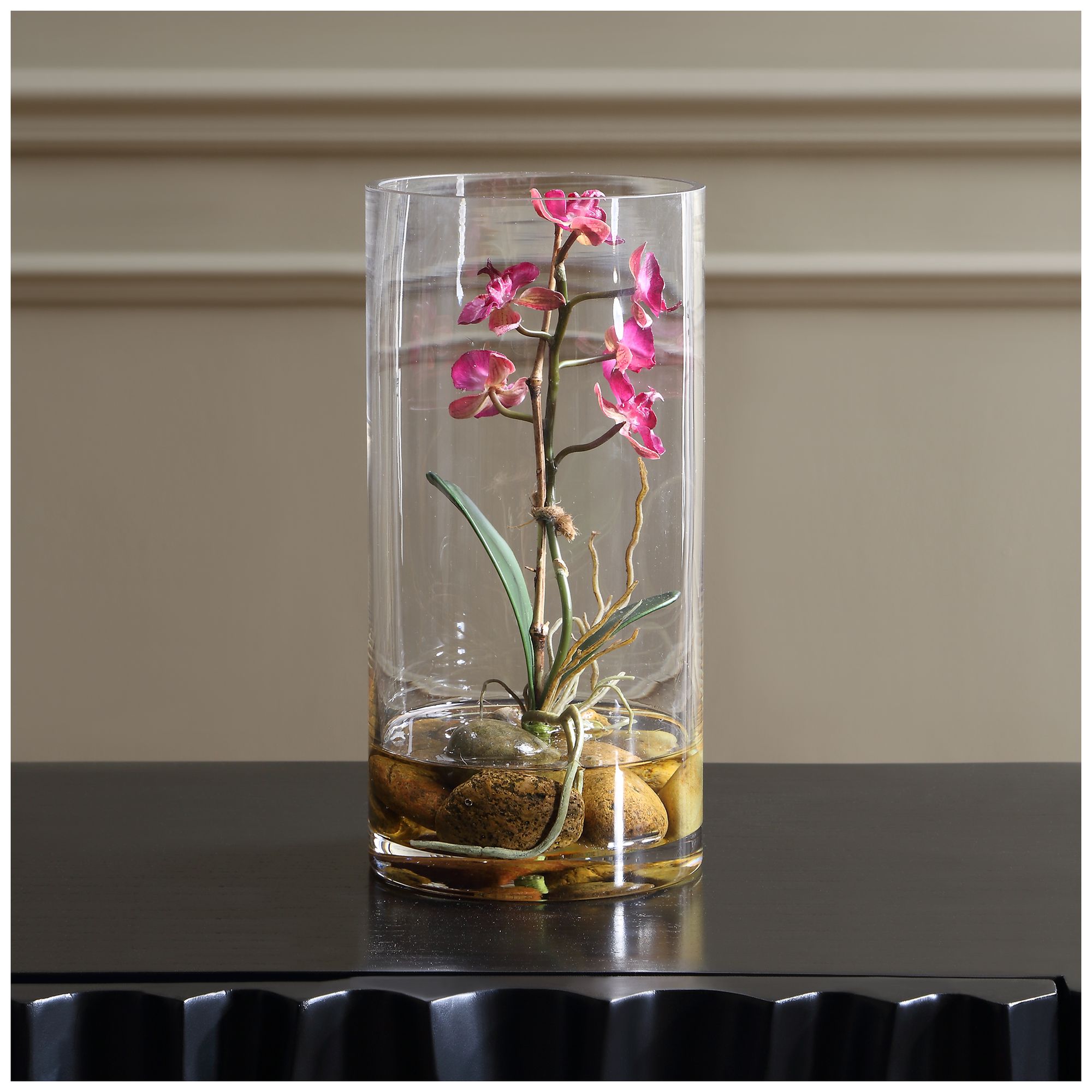 Image 3 Uttermost Mariposa Faux Fuchsia Orchid in Glass Vase more views