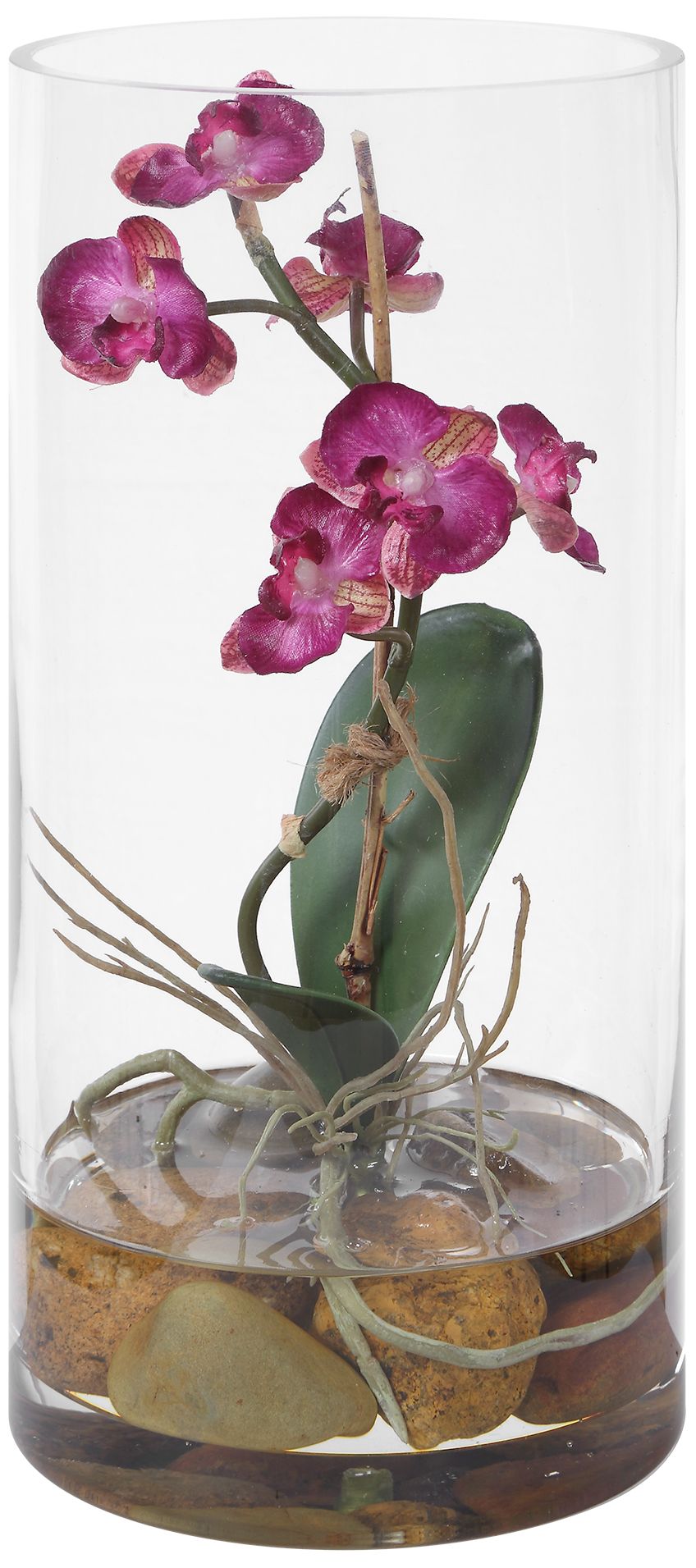 Image 4 Uttermost Mariposa Faux Fuchsia Orchid in Glass Vase more views