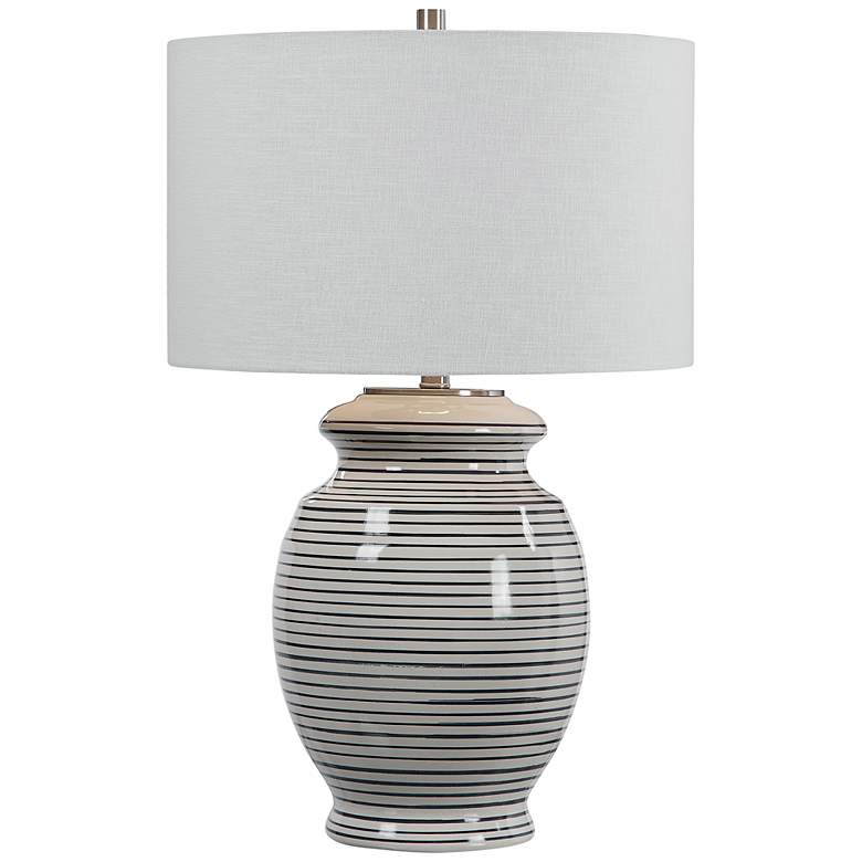 Image 2 Uttermost Marisa Off-White Blue Stripe Ceramic Table Lamp