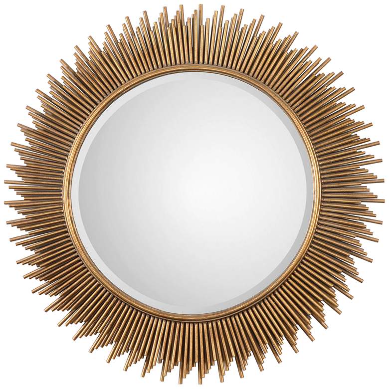 Image 2 Uttermost Marlo Antique Gold Leaf 36 inch Round Wall Mirror