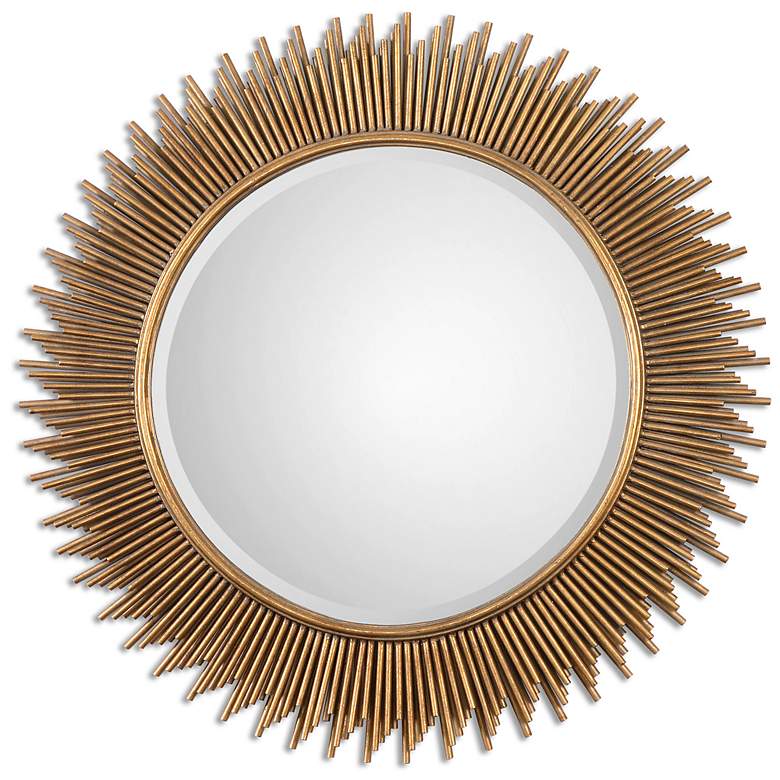 Image 2 Uttermost Marlo Antique Gold Leaf 36" Round Wall Mirror