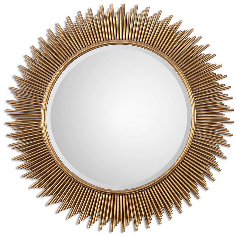 Image 2 Uttermost Marlo Antique Gold Leaf 36 inch Round Wall Mirror