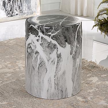 Uttermost Marvel Black White Marbled Ceramic Garden Stool