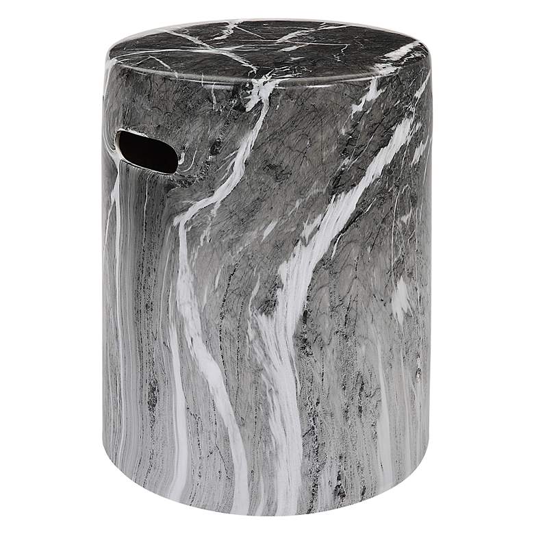 Image 4 Uttermost Marvel Black White Marbled Ceramic Garden Stool more views