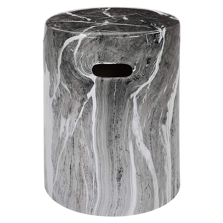 Image 5 Uttermost Marvel Black White Marbled Ceramic Garden Stool more views