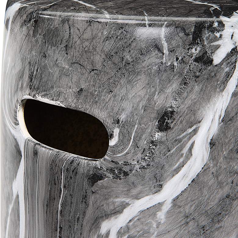 Image 7 Uttermost Marvel Black White Marbled Ceramic Garden Stool more views