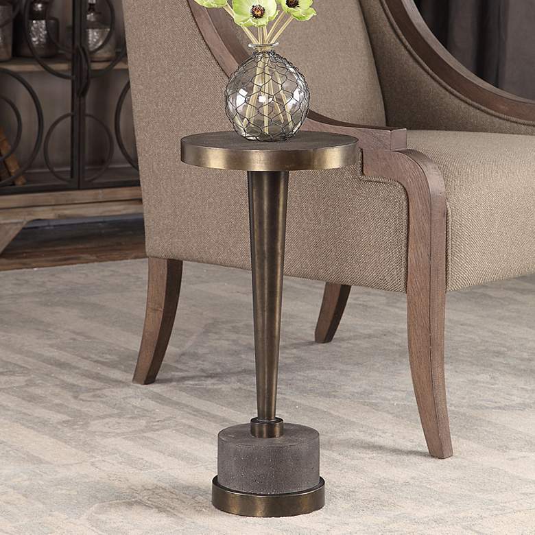 Image 1 Uttermost Masika 10 1/2" Wide Bronze and Gray Drink Table