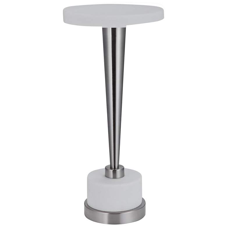 Image 2 Uttermost Masika 10 1/2"W Nickel w/ White Marble Drink Table