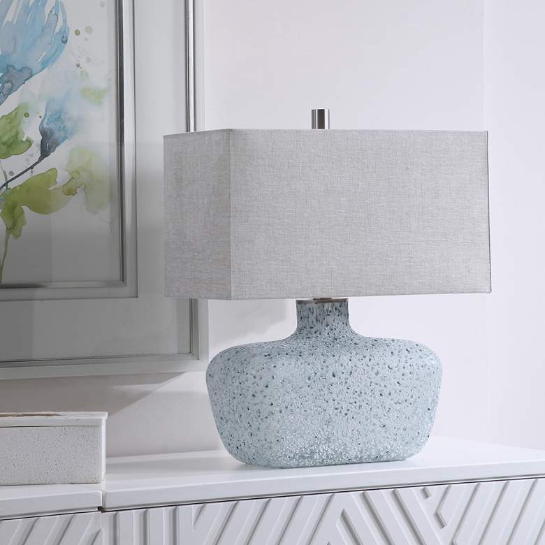 Image 7 Uttermost Matisse White and Blue Green Modern Art Glass Table Lamp more views