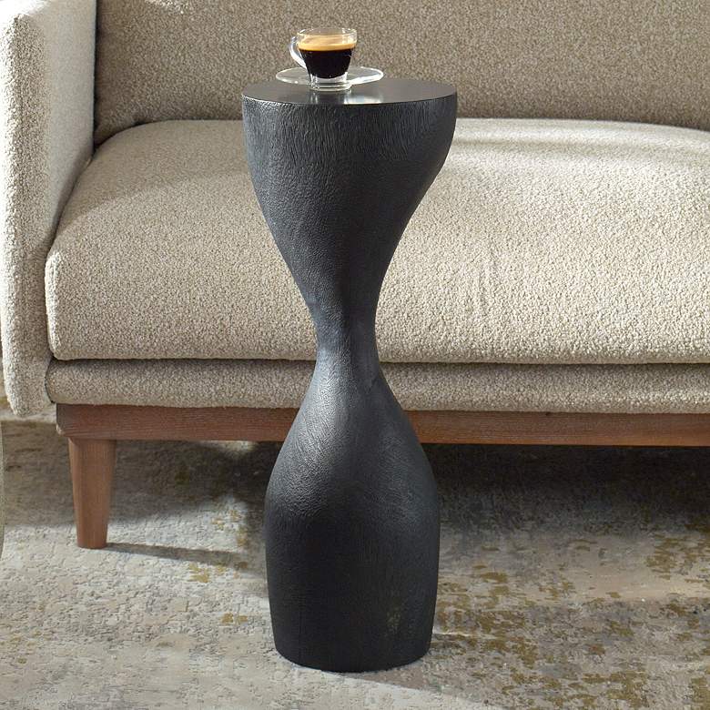 Image 1 Uttermost Mattison 24" H Black Teak Wood Drink Table