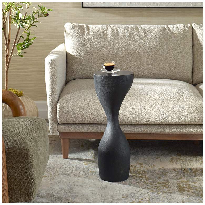 Image 3 Uttermost Mattison 24" H Black Teak Wood Drink Table more views