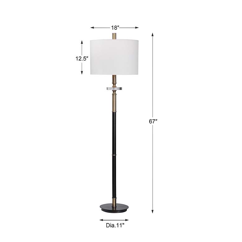 Image 7 Uttermost Maud 67" Aged Black and Antique Brass Metal Floor Lamp more views