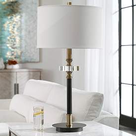 Image1 of Uttermost Maud Traditional Aged Black and Crystal Table Lamp